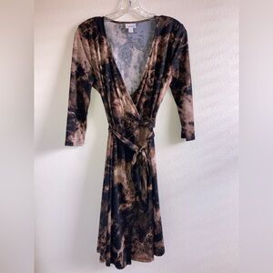 LuLaRoe Brown and Black Patterned Michelle Wrap Dress